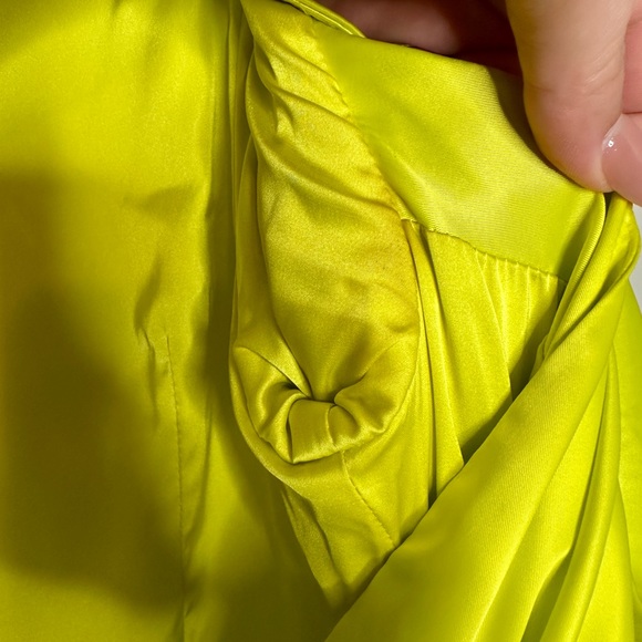 House of CB Marionella Lime Green Yellow Long Sleeve Drape Mini Dress - Picture 9 of 12